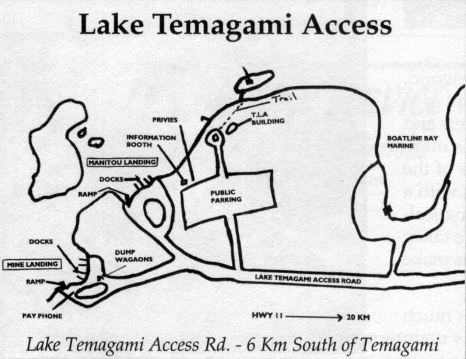 Lake Temagami access map.