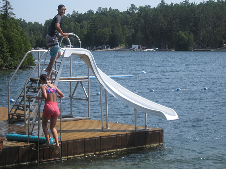 Try out our slide and diving board!

